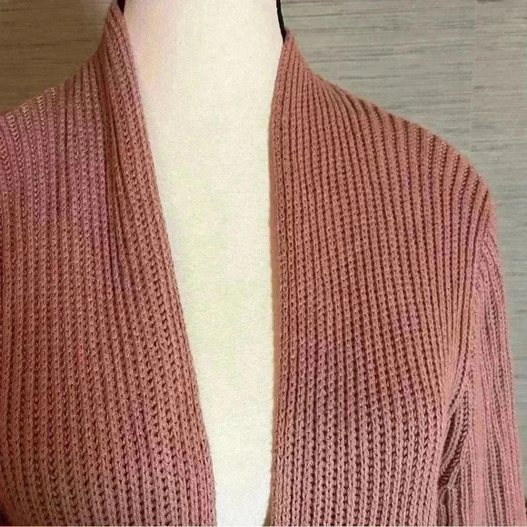 Madewell Women Dried Petal Pink Nolan Ribbed Pocket Sweater Cardigan Size Medium - Picture 4 of 7